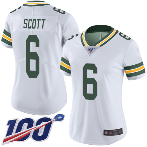 Green Bay Packers Limited White Women #6 Scott J K Road Jersey Nike NFL 100th Season Vapor Untouchable